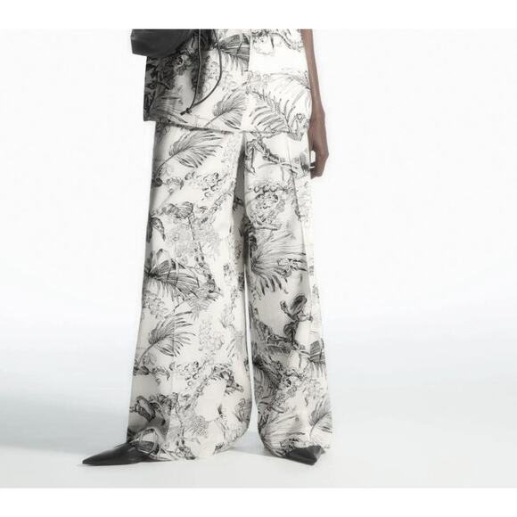 COS Botanical Floral Print High Rise Wide Leg Pants Size 6 - Picture 1 of 6